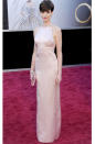 <p>While this pale pink, satin Prada gown may have been the talk of the world for all of the wrong reasons when Anne Hawathay won an Oscar in 2013, (who could forget 'nipplegate'), it was tailored to the Les Miserables star's figure to perfection and was simply exquisite.</p>