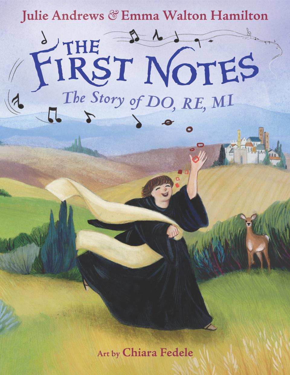 The cover of "The First Notes," a picture book biography of Guido d'Arezzo.