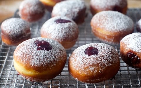 Delicious jam-filled doughnuts called 'sufgies' are a Hanukkah staple