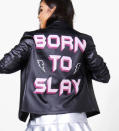 <p>Livia Born to Slay biker jacket, £25, <a rel="nofollow noopener" href="http://www.boohoo.com/new-in/livia-born-to-slay-biker-jacket/invt/dzz54207" target="_blank" data-ylk="slk:Boohoo;elm:context_link;itc:0;sec:content-canvas" class="link ">Boohoo</a></p>