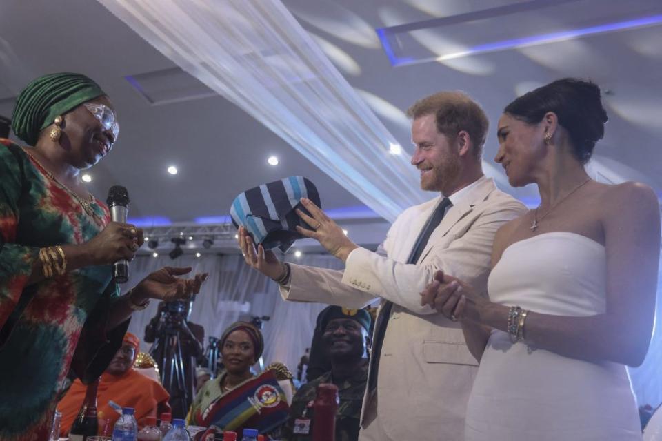 The Duke and Duchess of Sussex this week headed back to Montecito, California, following their three-day tour of the West African country. AFP via Getty Images