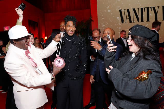 <p>Stefanie Keenan/VF24/WireImage for Vanity Fair</p> Flavor Flav, Jon Batiste, Daymond John, and Billie Eilish on March 10, 2024 in Beverly Hills