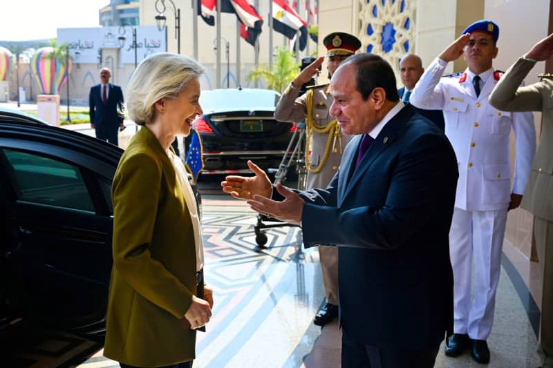 President of Egypt Abdel Fattah El-Sisi receives European Commission President Ursula von der Leyen ahead of the Egypt-EU investment conference.  Dati Bendo v European Commission/dpa