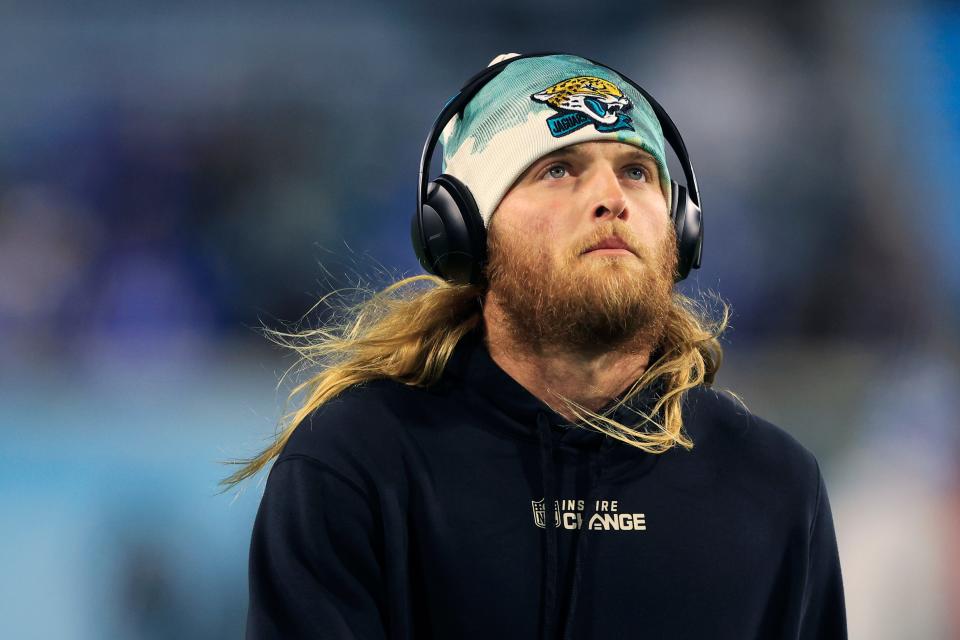 The Jaguars focusing this free agency period on retaining their own players like safety Andrew Wingard, seen here before the team's AFC wild-card matchup against the Los Angeles Chargers. Being prudent spenders this year is the right call after spending a record $266 million in 2022.