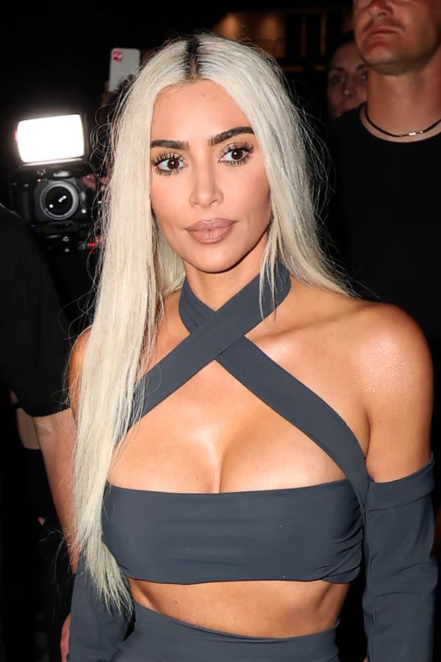 Kim Kardashian arrives at Ristorante Puny in Portofino, Italy, on May 20. (Photo: NINO via Getty Images)