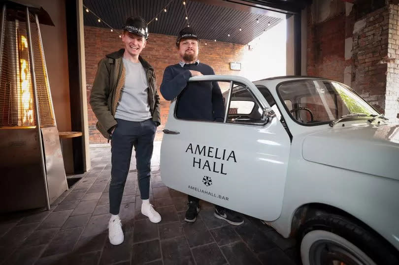 Peter Ringland and Ben Ringland in Amelia Hall’s new beer garden