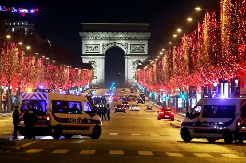 FILE PHOTO: Empty Champs Elysees since gatherings have been banned due to Covid-19 restrictions