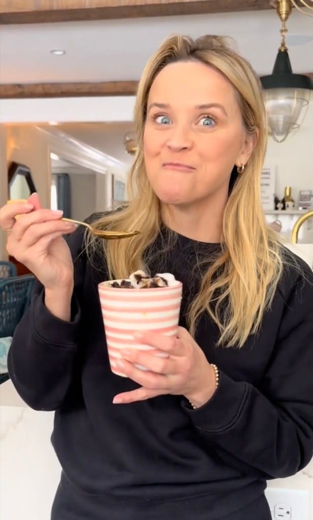 “So, we’re kind of in the category of, ‘you only live once,’ and it snows maybe once a year here,” Witherspoon explained in the second follow-up clip. “I don’t know. Also, I want to say something, it was delicious.” reesewitherspoon/TikTok