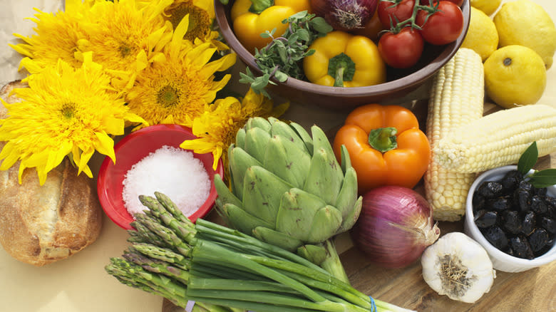 Various vegetables on counter