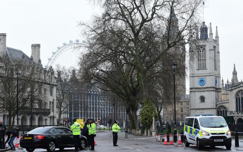 Police cordon in Westminster the day after the terror attack - Credit: Geoff Pugh for the Telegraph