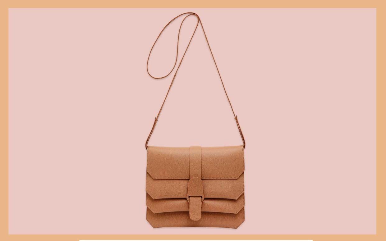 Camel Leather Crossbody Bag