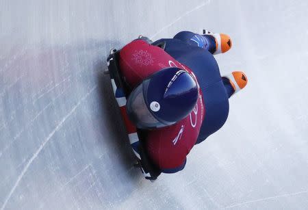 Skeleton – Pyeongchang 2018 Winter Olympics – Men’s Training – Olympic Sliding Centre - Pyeongchang, South Korea – February 13, 2018 - Jerry Rice of Britain in action. REUTERS/Edgar Su