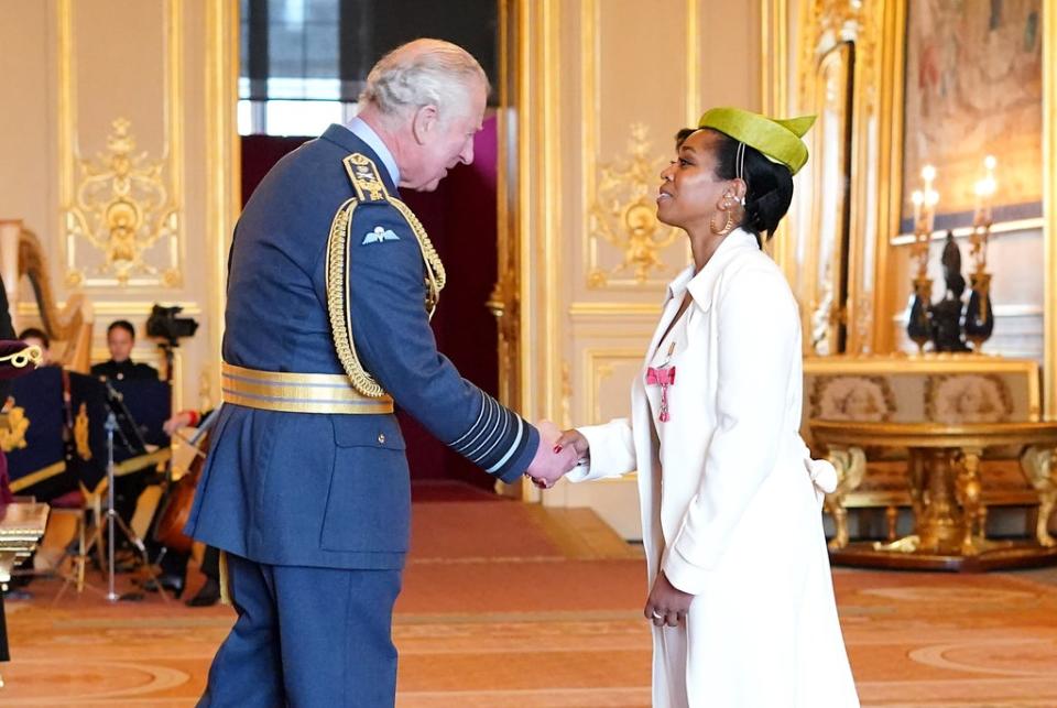 Ebony-Jewel Rainford-Brent talks to the Prince of Wales (Jonathan Brady/PA) (PA Wire)