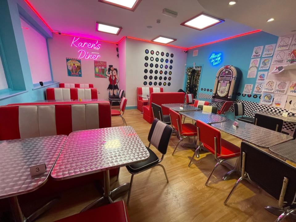 A  general view of Karen's diner without customers