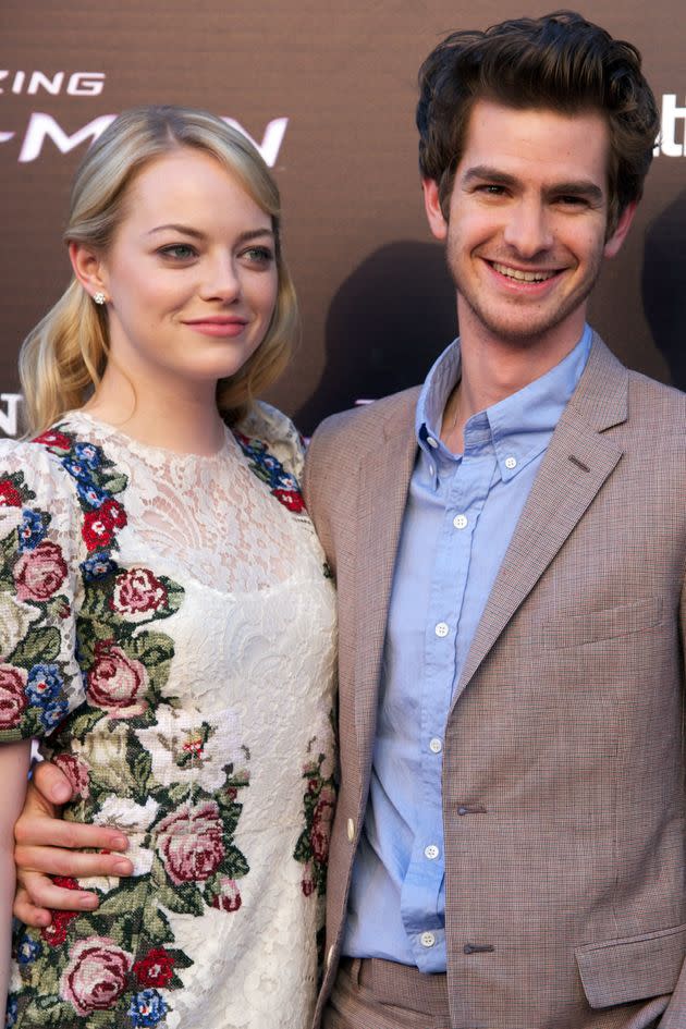 Andrew Garfield and Emma Stone attend the Madrid premiere of 