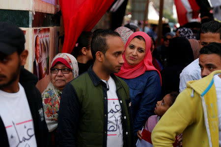 People wait to cast their votes during the second day of the referendum on draft constitutional amendments, at a polling station in Cairo, Egypt April 21, 2019. REUTERS/Amr Abdallah Dalsh