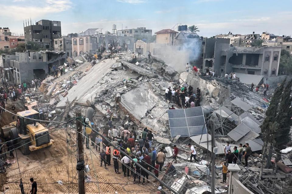 The UK government is under increasing pressure to halt sales of arms to Israel as it continues to bombard Gaza (Copyright 2023 The Associated Press. All rights reserved.)