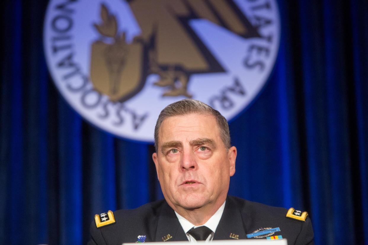 Army Chief of Staff General Mark Milley speaks on a panel during the Association of US Army Annual Meeting: Allison Shelley/Getty Images