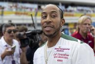 Rapper Ludacris arrives before the start of the Formula One Miami Grand Prix at the Miami Miami International Autodrome in Miami Gardens, Fla., Sunday, May 7, 2023. (Matias J. Ocner/Miami Herald via AP)