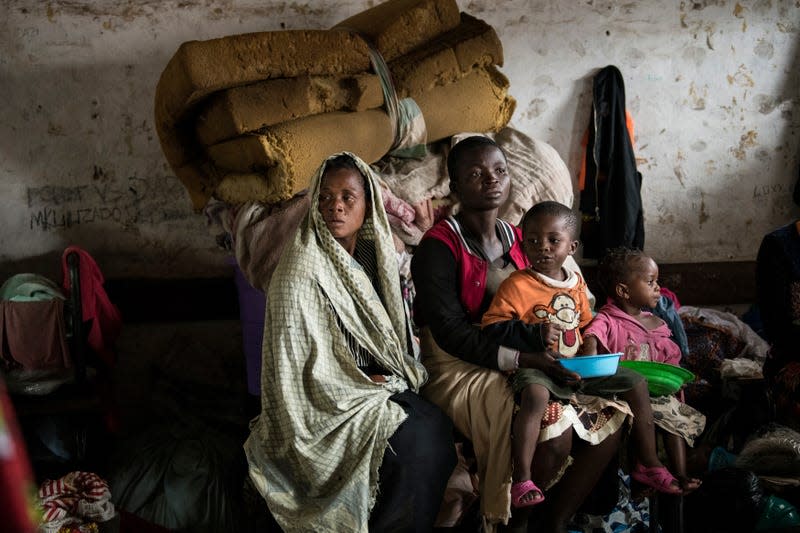 People at a displacement center in Blantyre, Malawi. 