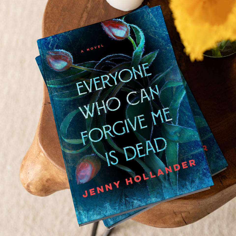  everyone who can forgive me is dead book next to headshot of jenny hollander 