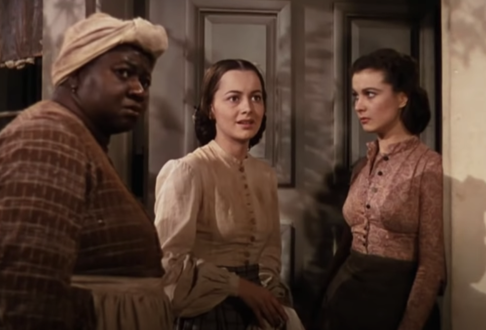 Hattie McDaniel, Olivia de Havilland and Vivien Leigh from  a scene in Gone with the Wind.