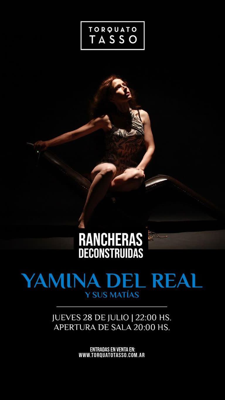 El anuncio del recital de "Yamina del Real y sus matías"