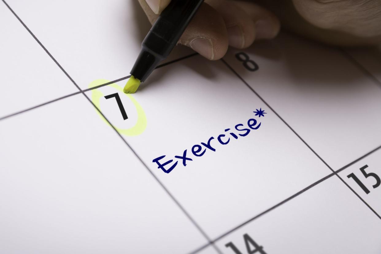 calendar with exercise circled