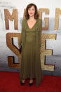 <p>This Sally Lapointe dress didn’t do Maggie any favours. The khaki green colour of the fabric wasn’t what you’d usually see on the red carpet - there’s probably a reason for that - and the draping cut swamped the star’s slim shape. <i>[Photo: Getty]</i></p>
