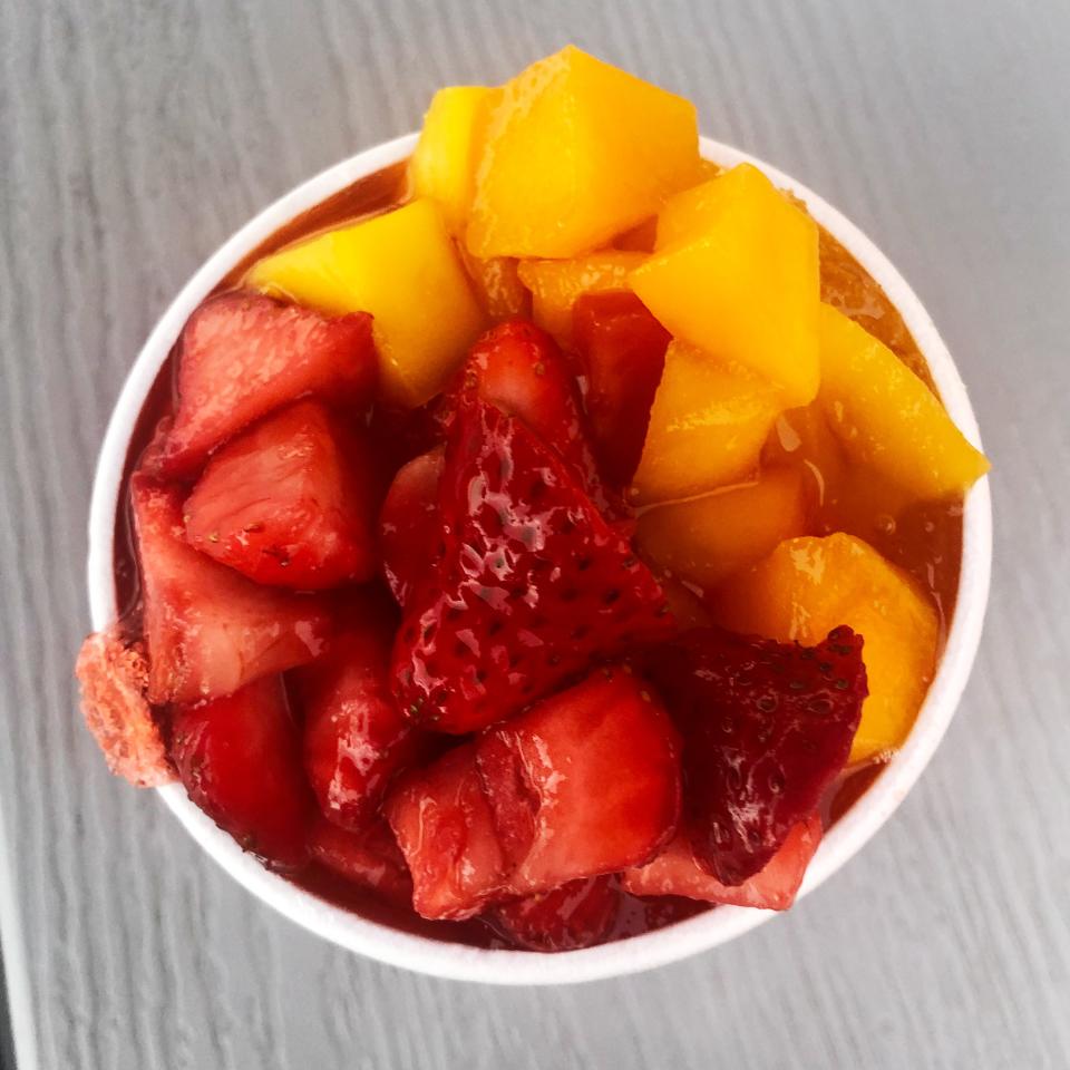 Oasis Fruit Cones: Strawberry and Mango Raspado