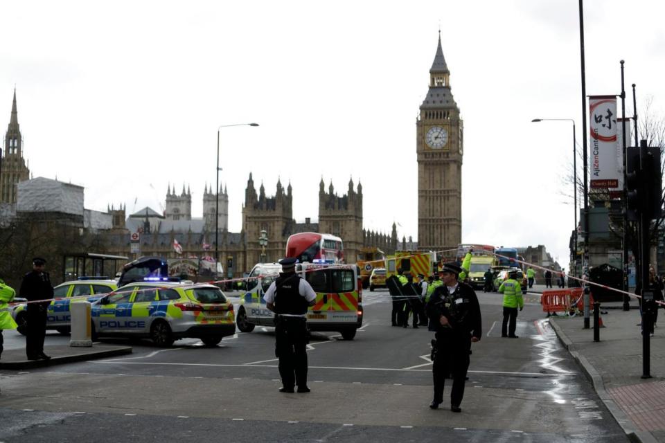 Police secure the area on the south side of Westminster Bridge after the attack in March, 2017 (AP)