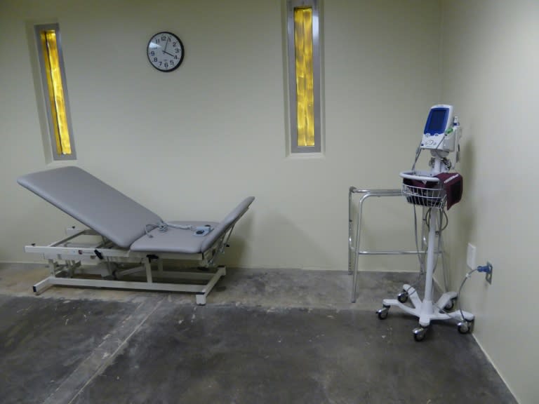 A physical therapy room for older inmates is seen at the US military detention center at Guantanamo Bay Naval Base