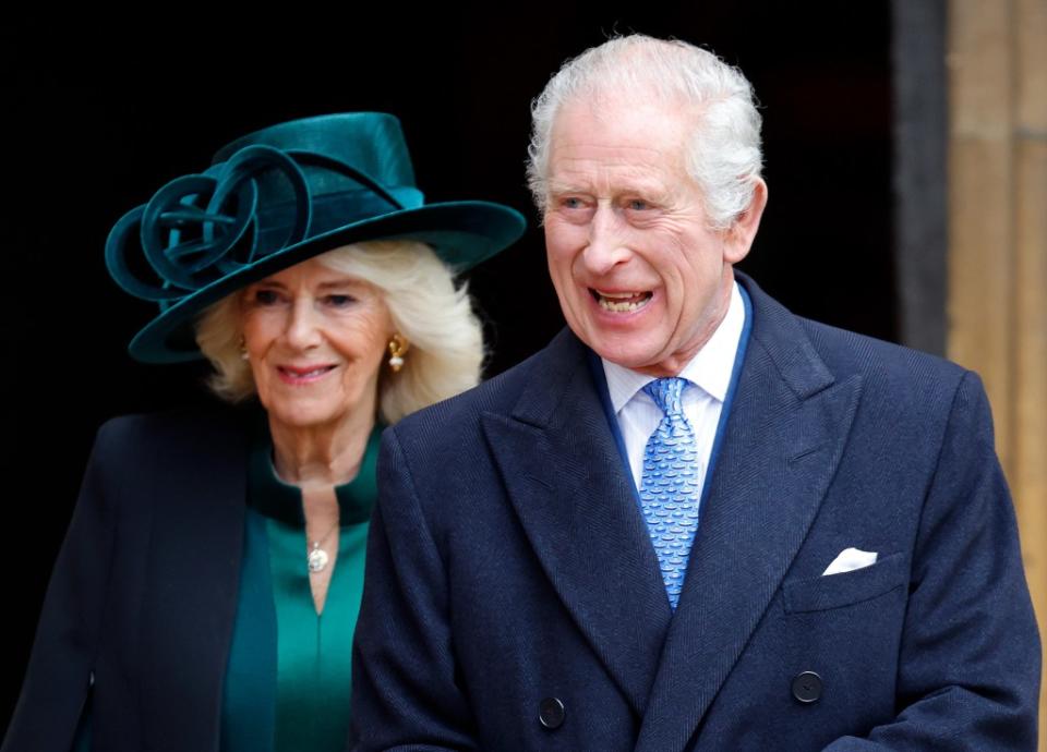 Queen Camilla and King Charles on Easter on March 31. Getty Images