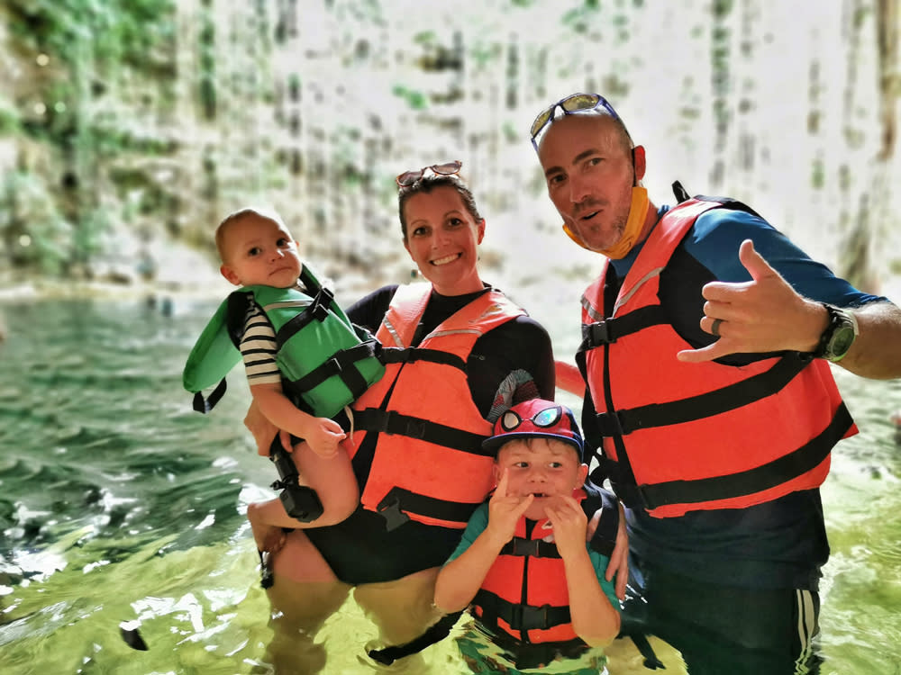 Family travellers: Jennifer and Terry Constant and their children Ethan and Arlo in Mexico. (PA Real Life)