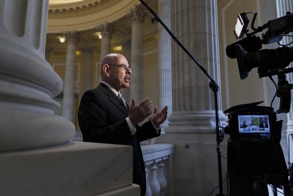 Retiring Rep. Henry Waxman, D-Calif., a liberal force on health issues who helped write and enact the 2010 Affordable Care Act, defends President Barack Obama’s health care law during a TV news interview on Capitol Hill in Washington, Wednesday, Feb. 5, 2014. New estimates that President Barack Obama’s health care law will encourage millions of Americans to leave the workforce or reduce their work hours have touched off an I-told-you-so chorus from Republicans, who’ve claimed all along that the law will kill jobs. (AP Photo/J. Scott Applewhite)