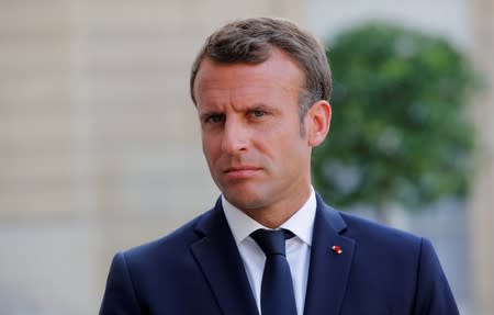 FILE PHOTO: Macron at the Elysee Palace in Paris