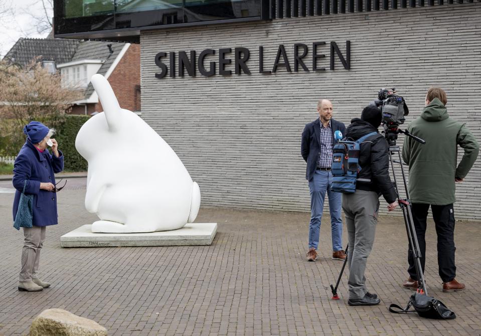 Singer Laren Museum director Evert van Os speaks to the press outside the museum on March 30, 2020, in Laren, about 20 miles southeast of Amsterdam.