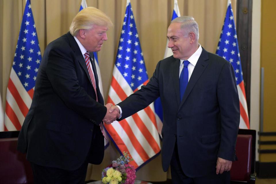 US President Donald J Trump meets with Israel Prime Minister Benjamin Netanyahu at the King David Hotel: Amos Ben Gershom/GPO via Getty Images