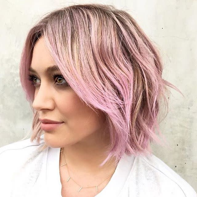 Hilary Duff with pink hair