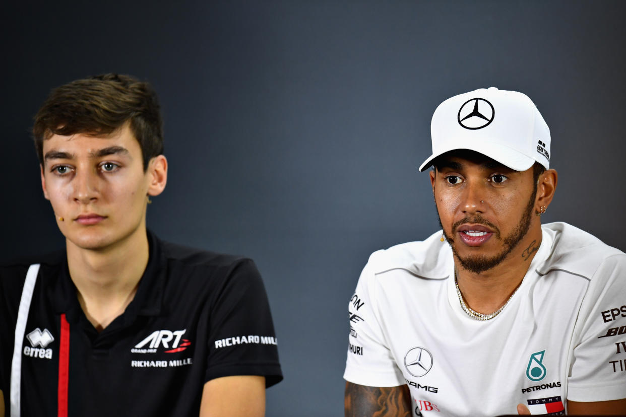 George Russell and Lewis Hamilton.