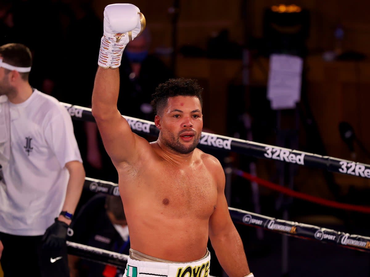 Joe Joyce celebrates his stoppage victory over Daniel Dubois (Getty Images)