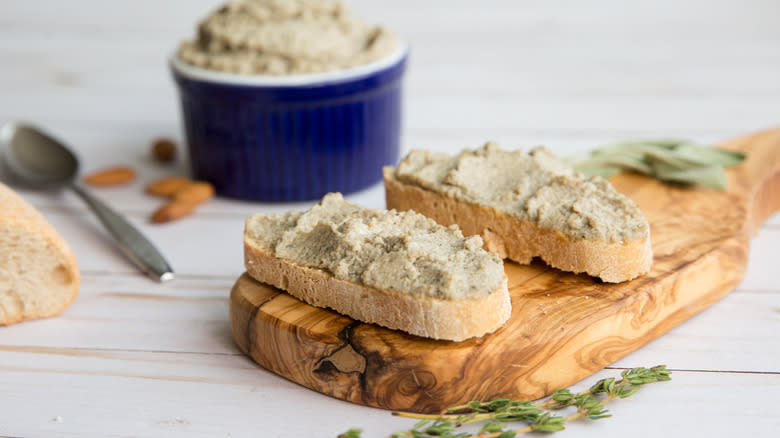 mushroom pate on toasted bread