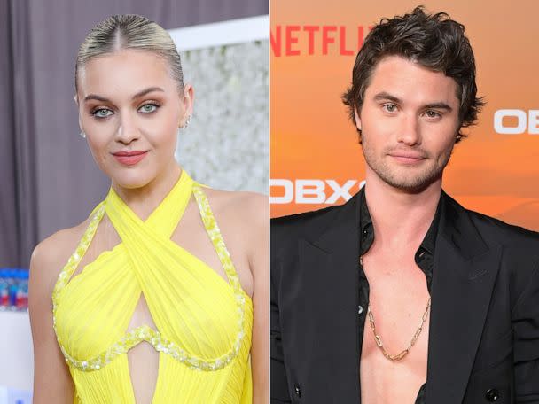 PHOTO: Kelsea Ballerini attends the 65th GRAMMY Awards on Feb. 5, 2023, in Los Angeles. | Chase Stokes attends the Netflix Premiere of Outer Banks Season 3, on Feb. 16, 2023, in Los Angeles. (Getty Images for The Recording Academy | Getty Images for Netflix)