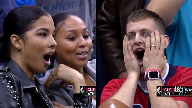 Wizards fans react to LeBron's shot. Pic: TNT