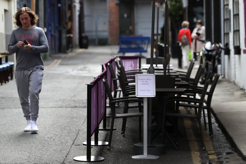 Social distancing is to be reintroduced in the hospitality sector in Ireland (Brian Lawless/PA) (PA Wire)