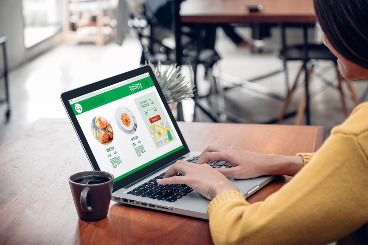 Ordering food online laptop