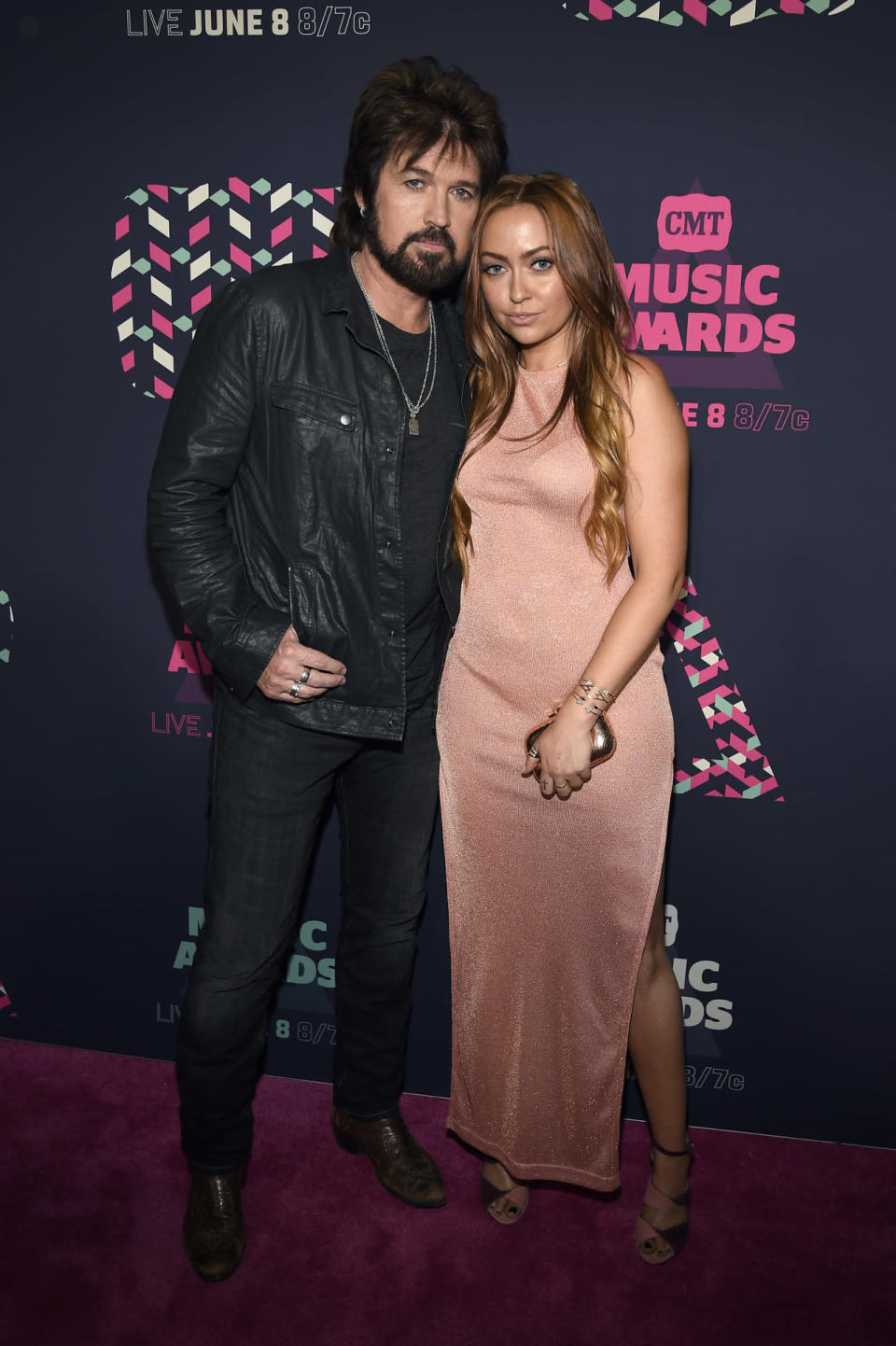 Billy Ray Cyrus rocking some serious facial hair and daughter Brandi Glenn Cyrus 