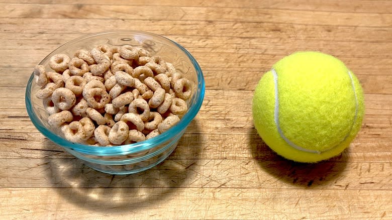 Cheerios and tennis ball