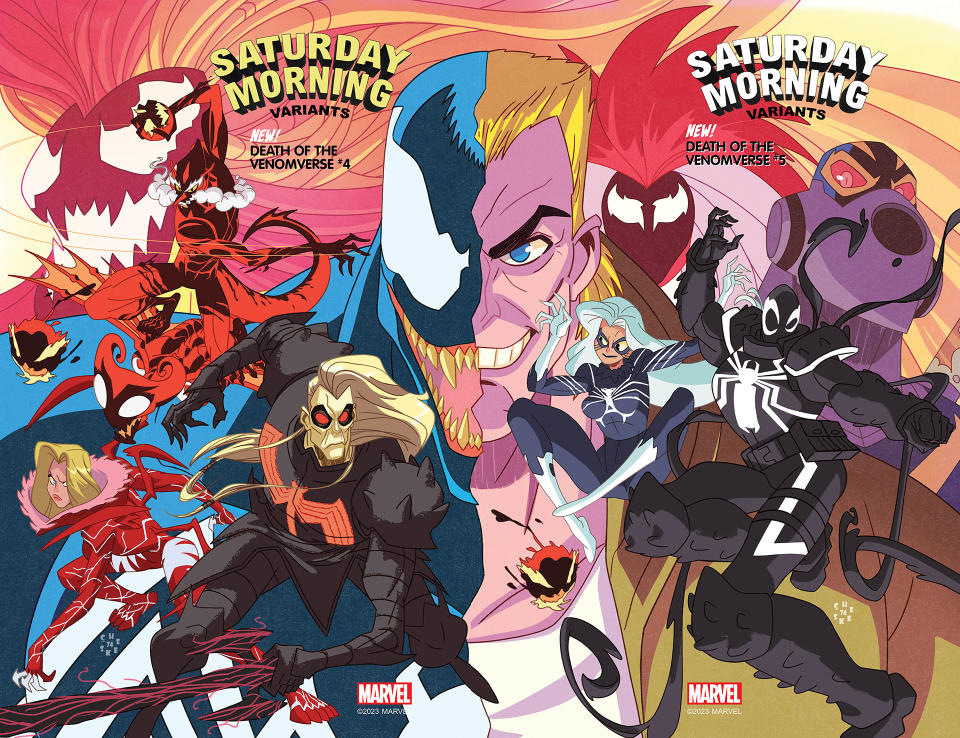 Death of the Venomverse #4 and #5 Saturday Morning Cartoon variant covers
