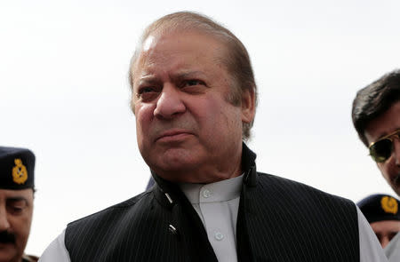 Pakistani Prime Minister Nawaz Sharif attends a ceremony to inaugurate the M9 motorway between Karachi and Hyderabad, near Hyderabad Pakistan February 3, 2017. REUTERS/Caren Firouz